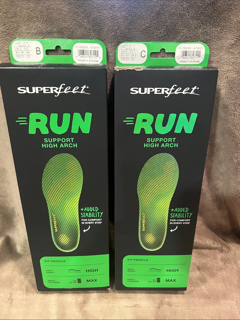 Superfeet RUN High Arch Support Insoles in Green